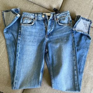Zara High Rise Split Hem Jeans